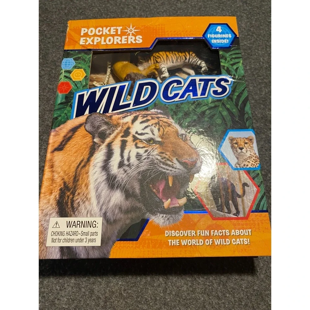 Kids Pocket Explorers Wild‎ Cats Set with 4 Figurines Box Damagep